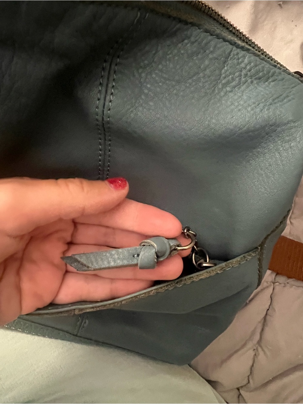 the sak Leather Crossbody Bag in Teal with Woven Strap - Picture 16 of 16